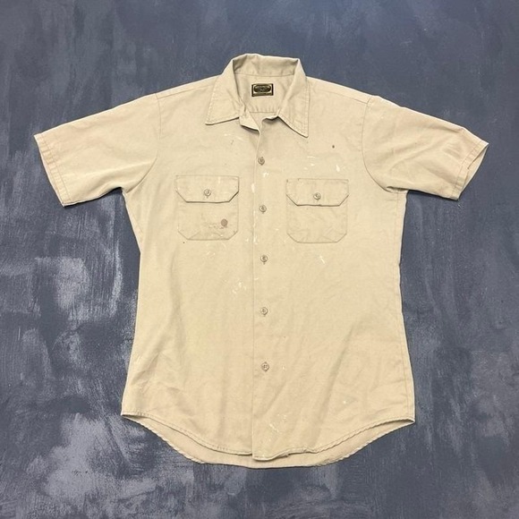 Dee Cee Other - Vintage Washington Dee Cee Button Up Shirt Mens Large Beige‎ 1960s Cotton